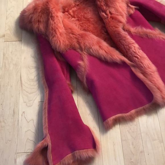 Pink Toscana Shearling Fur Jacket Size Small - Picture 4 of 14